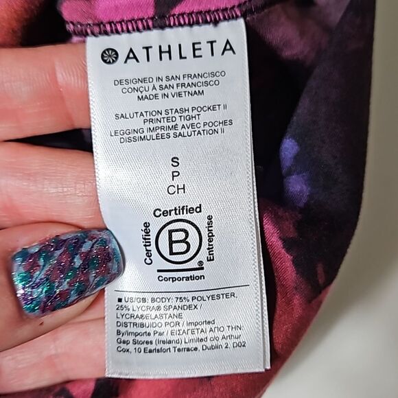 Athleta Salutation Stash Pocket II Printed Tight size S - Picture 8 of 8
